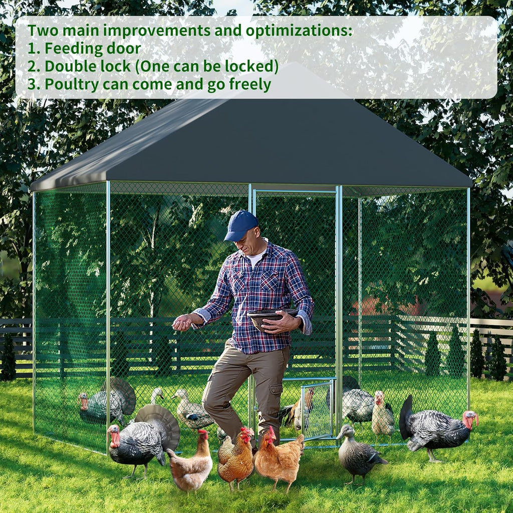 Walk-in Chicken Coop Run with Waterproof UV-Proof Cover M5799