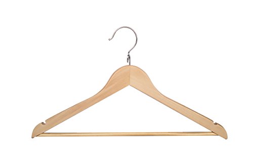 Wooden Hangers 50 Pack with Pants Bar and Shoulder Notches X361045