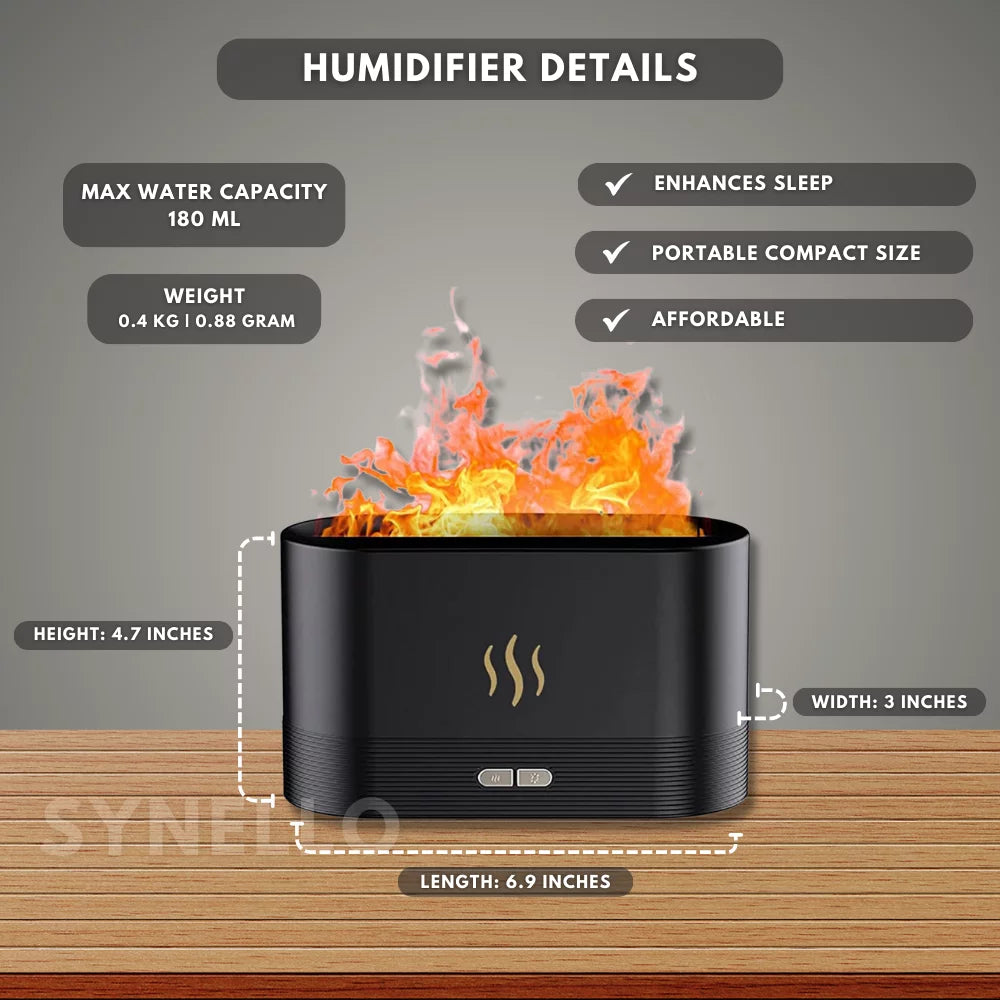 Flame Diffuser for Essential Oils, 180ml Cool Mist Humidifier Y6202