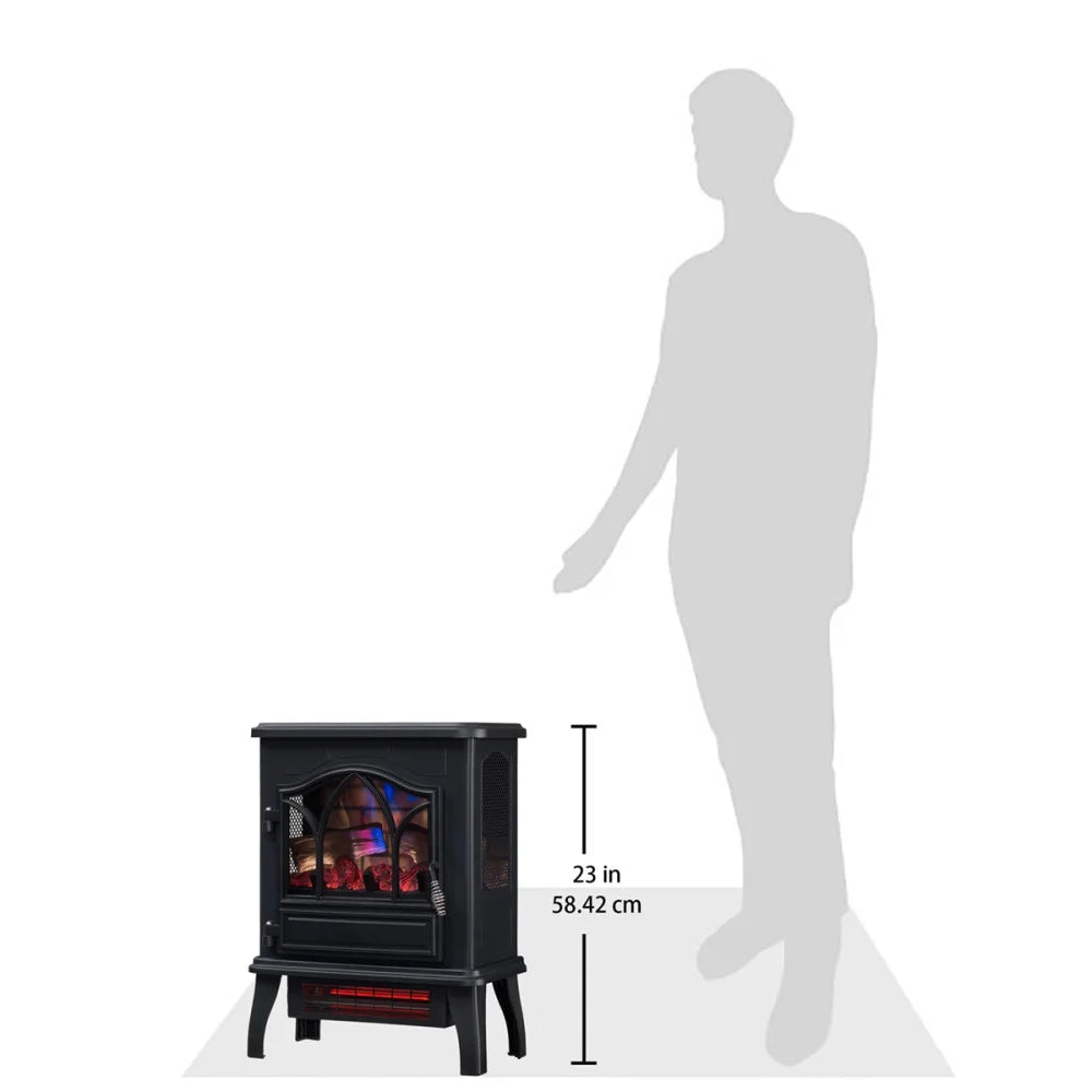 3D Infrared Electric Fireplace Stove Heater, Black W50236