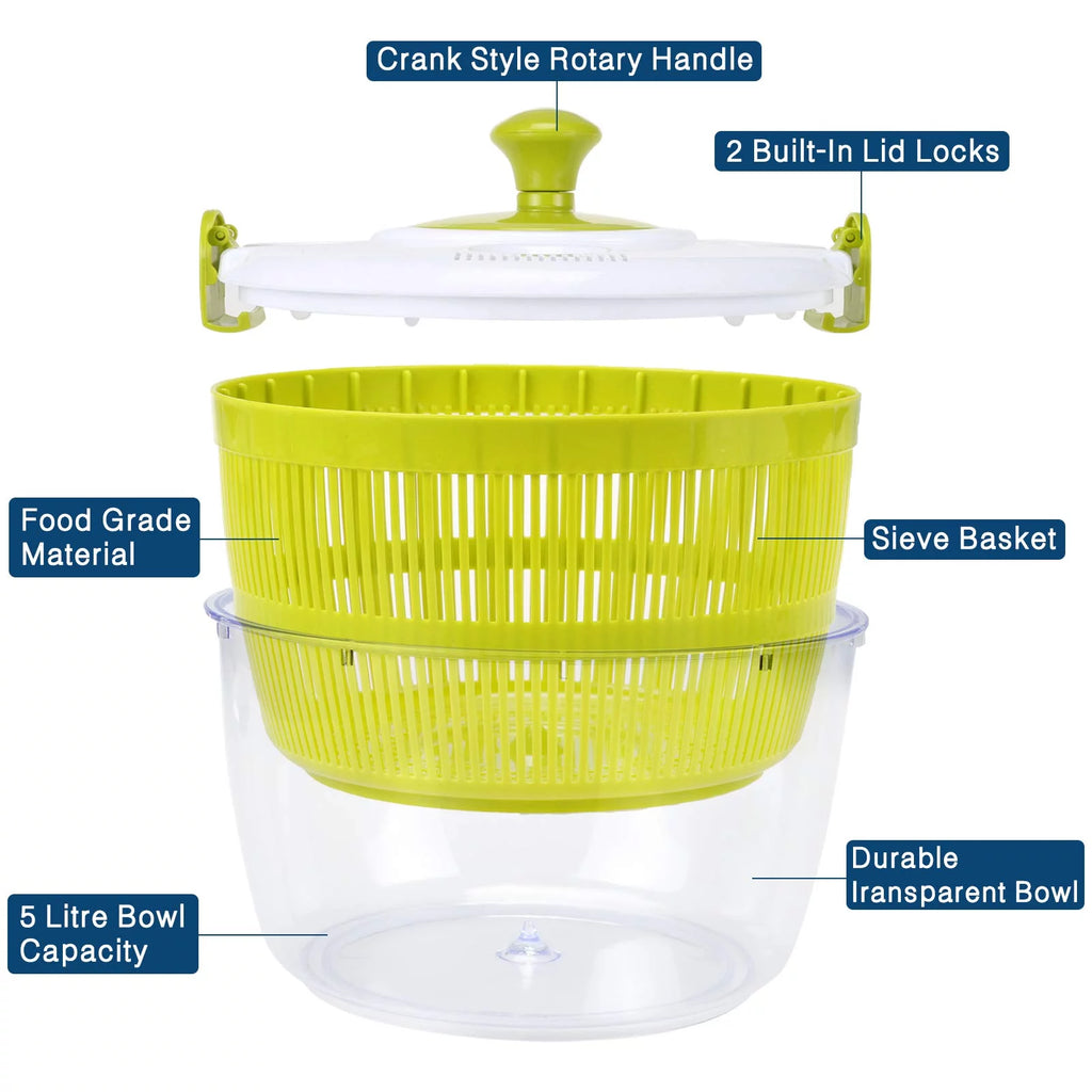 Salad Spinner 5L Fruit and Vegetable Washer Dryer P330830