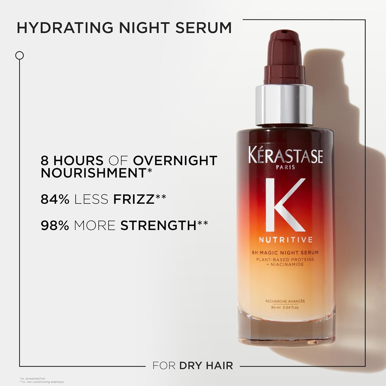 Overnight Hydrating Hair Serum for Dry Hair, 3.04 Fl Oz H551