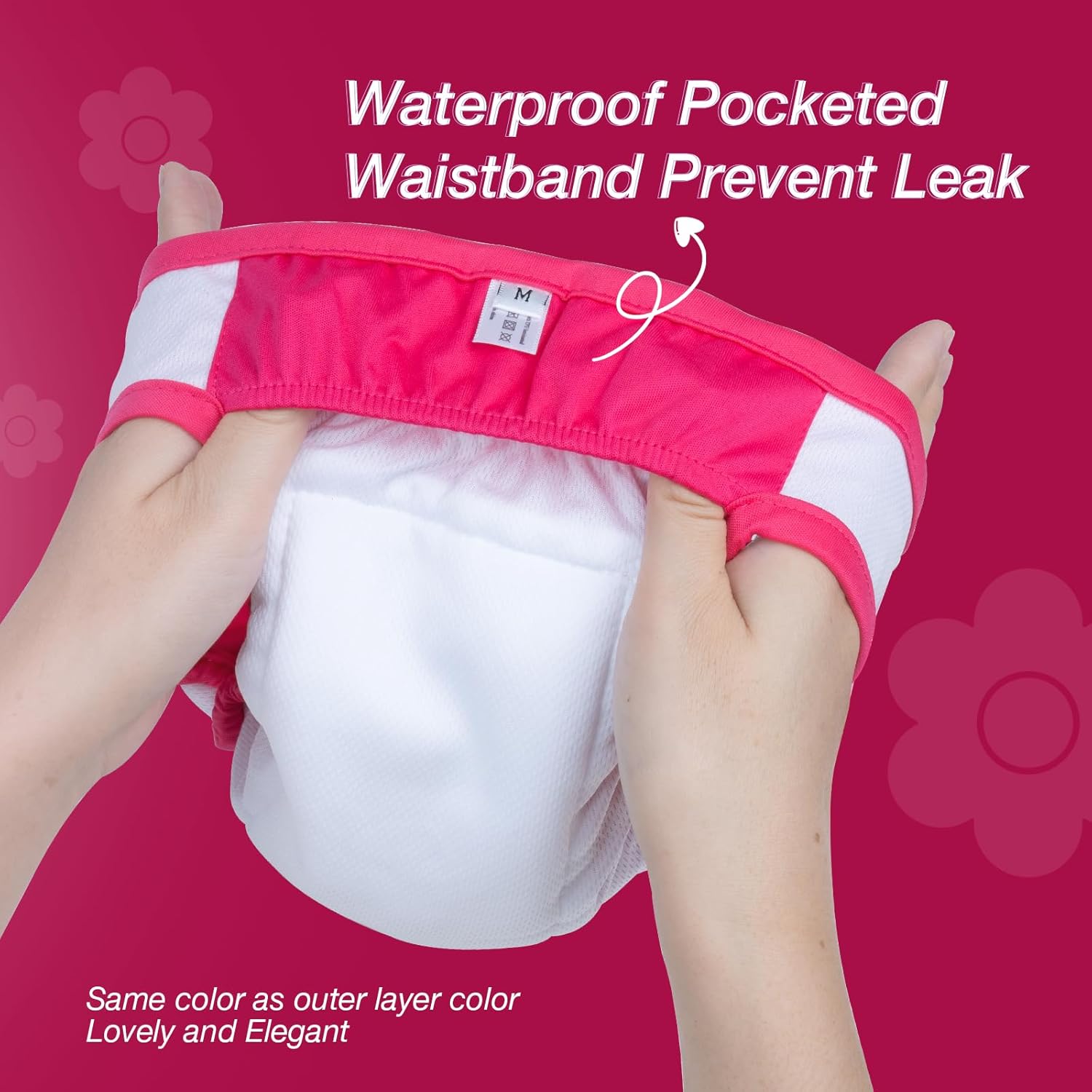 Pet Soft Washable Female Dog Diapers (3 Pack) for Heat, Reusable, Size S U641