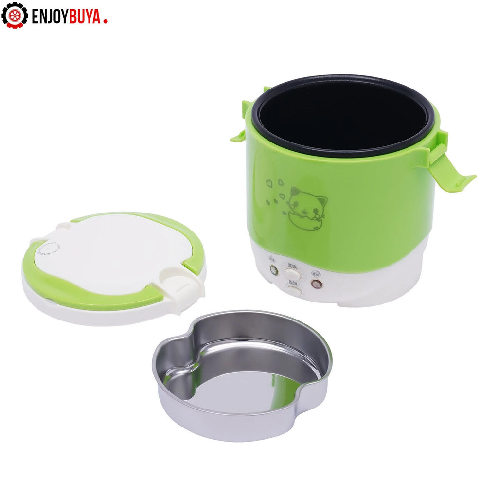 Mini Electric Rice Cooker 1L for Camping Travel with Measuring Cup and Spoon S667536