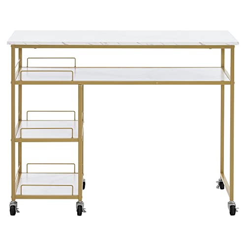 Multifunctional Nail Table with Rolling Wheels, White B14029