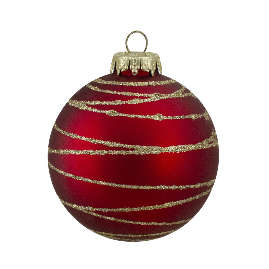 Red and Green Matte Christmas Ball Ornaments 3.25-Inch P297