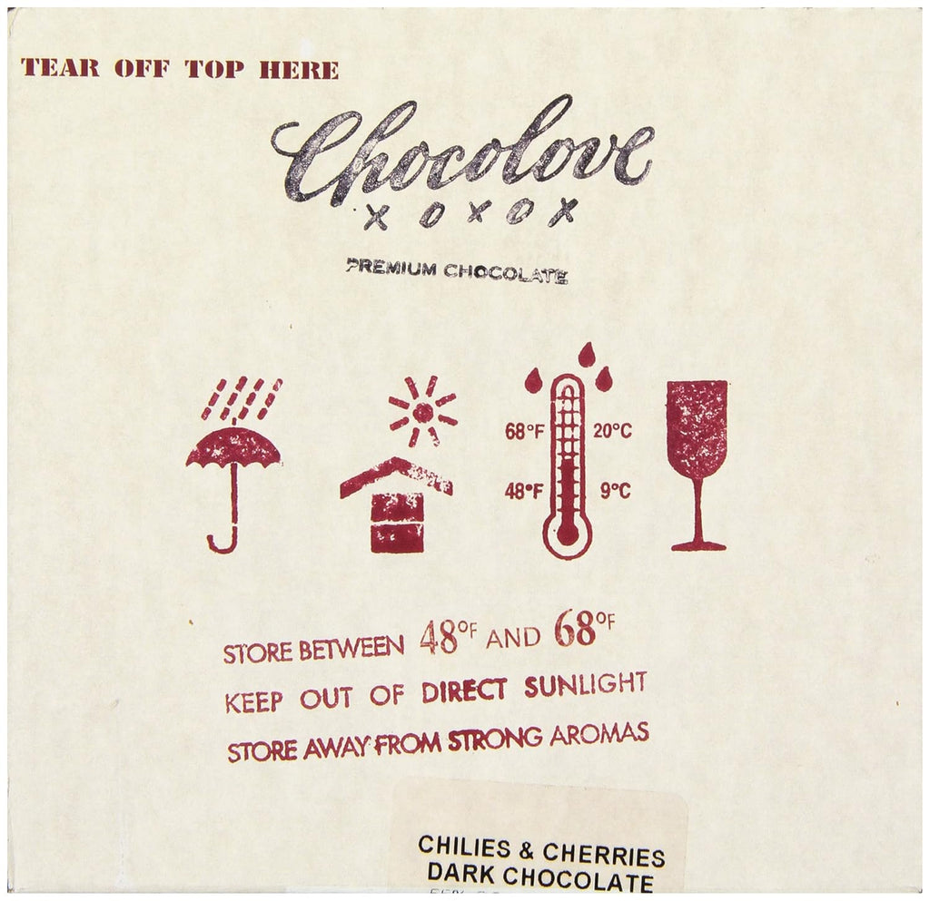 Dark Chocolate with Chilies and Cherries, 3.2 oz, 12-Pack E855