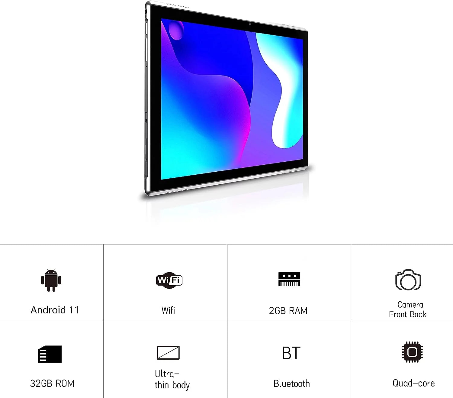 10 Inch Android Tablet with 32GB ROM, 2GB RAM, HD Display I499
