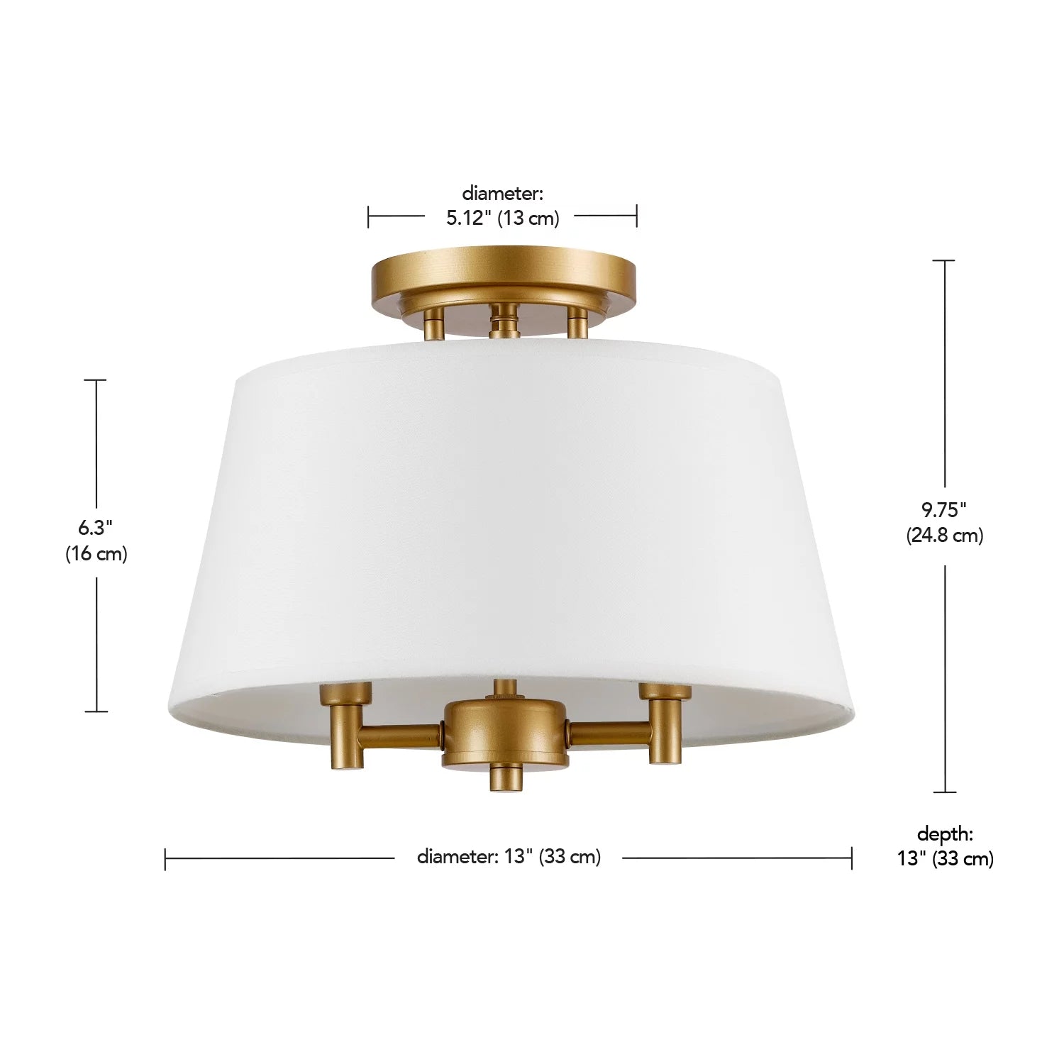 2-Light Flush Mount Burnished Brass with Bulb Y67453