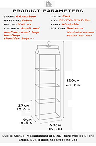 Hanging Clear Handbag Purse Organizer with Hook, 4 Pockets for Closet I10824