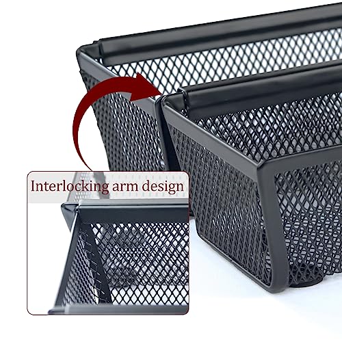 Mesh Drawer Organizer with Interlocking Arm, 9 x 3 x 2 Inches, Black U853