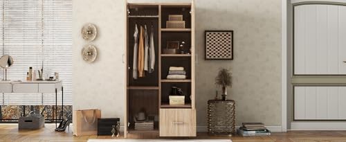Wooden Armoire with Double Doors and Storage Drawer W3125