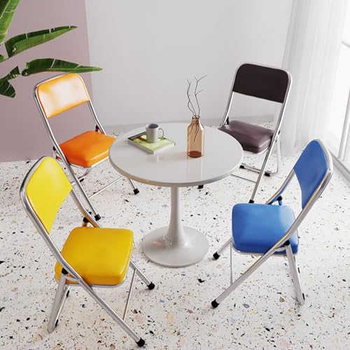 Folding Chairs with Padded Seats, Metal, Space Saving for Indoor Outdoor Use O657