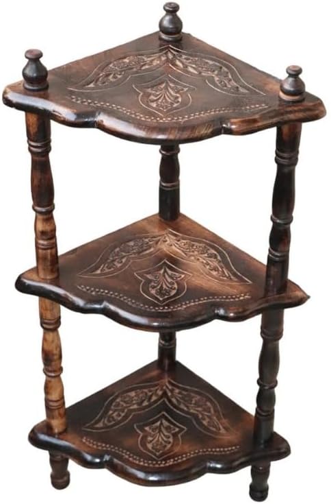 3-Tier Wooden Corner Shelf for Plants and Decor B5842