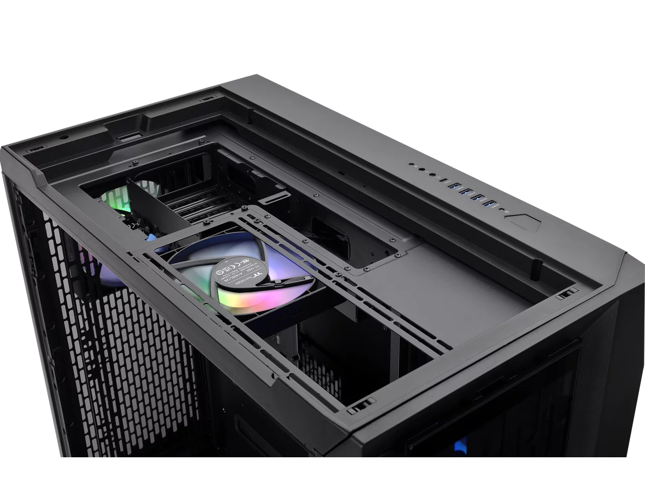 E-ATX Full Tower PC Case with Tempered Glass Panels and 3x140mm ARGB Fans O8162