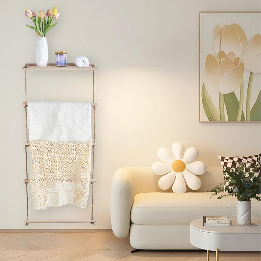 Wooden Blanket Ladder for Living Room, Bedroom, and Bathroom W177498
