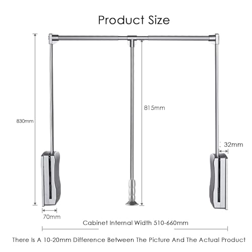 Pull Down Closet Rod, Extendable Wardrobe Organizer Rack X243