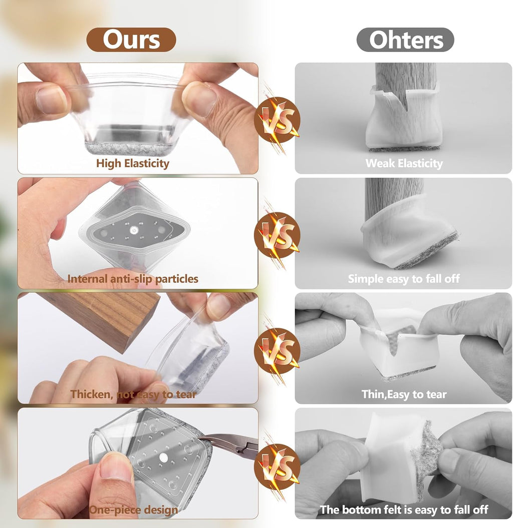 Chair Leg Floor Protectors for Hardwood Floors, Felt Furniture Pads, Silicone Caps O563062
