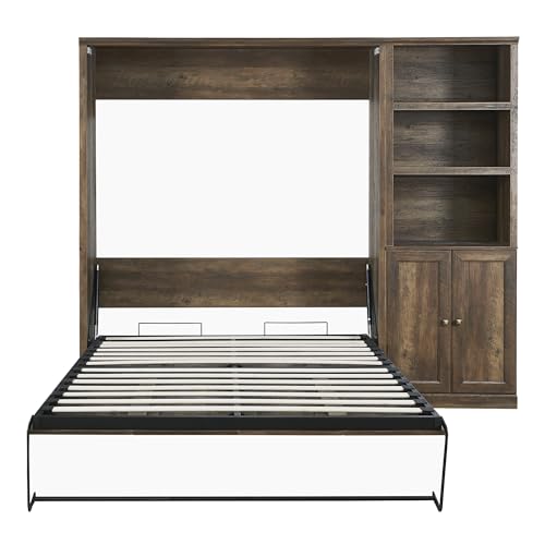 Queen Size Wall Bedframe Foldable into Cabinet, Space Saving, White H4991