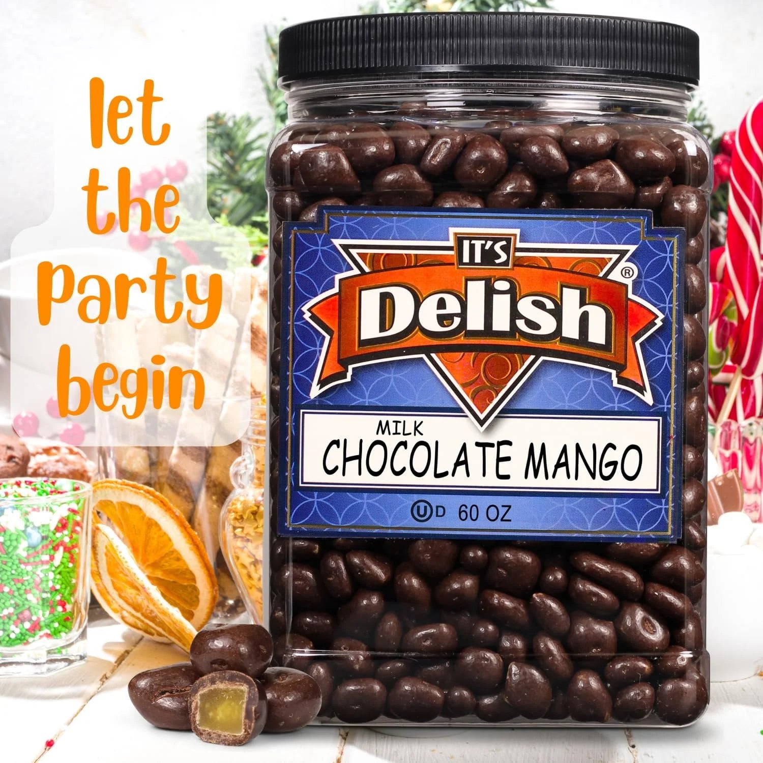 Chocolate Covered Dried Mango, 60 oz Jumbo Container O259