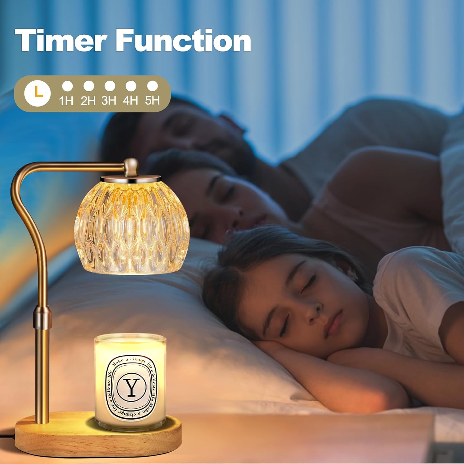 Candle Warmer Lamp with Timer, Dimmer, and Adjustable Height R1254