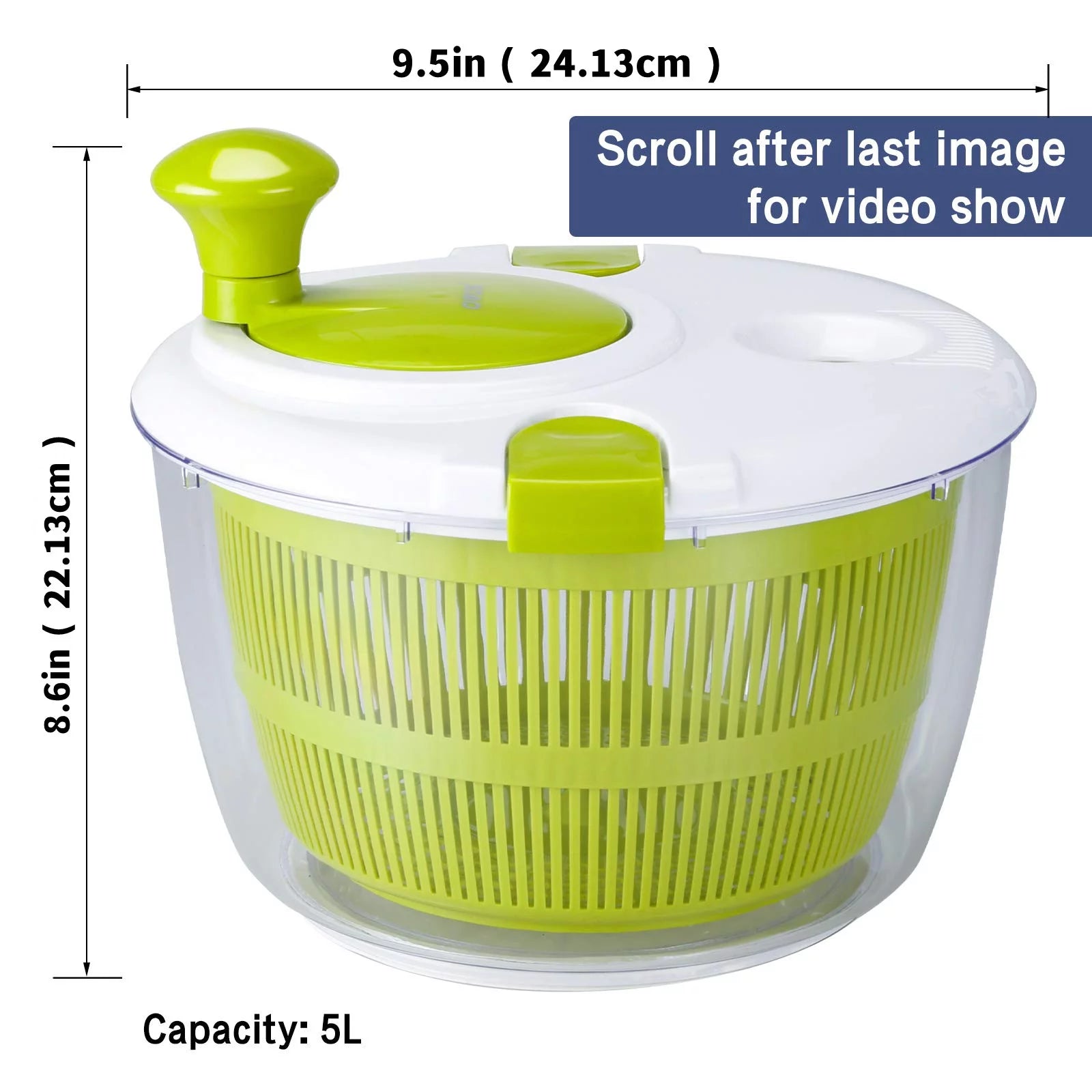 Salad Spinner 5L Fruit and Vegetable Washer Dryer P330830