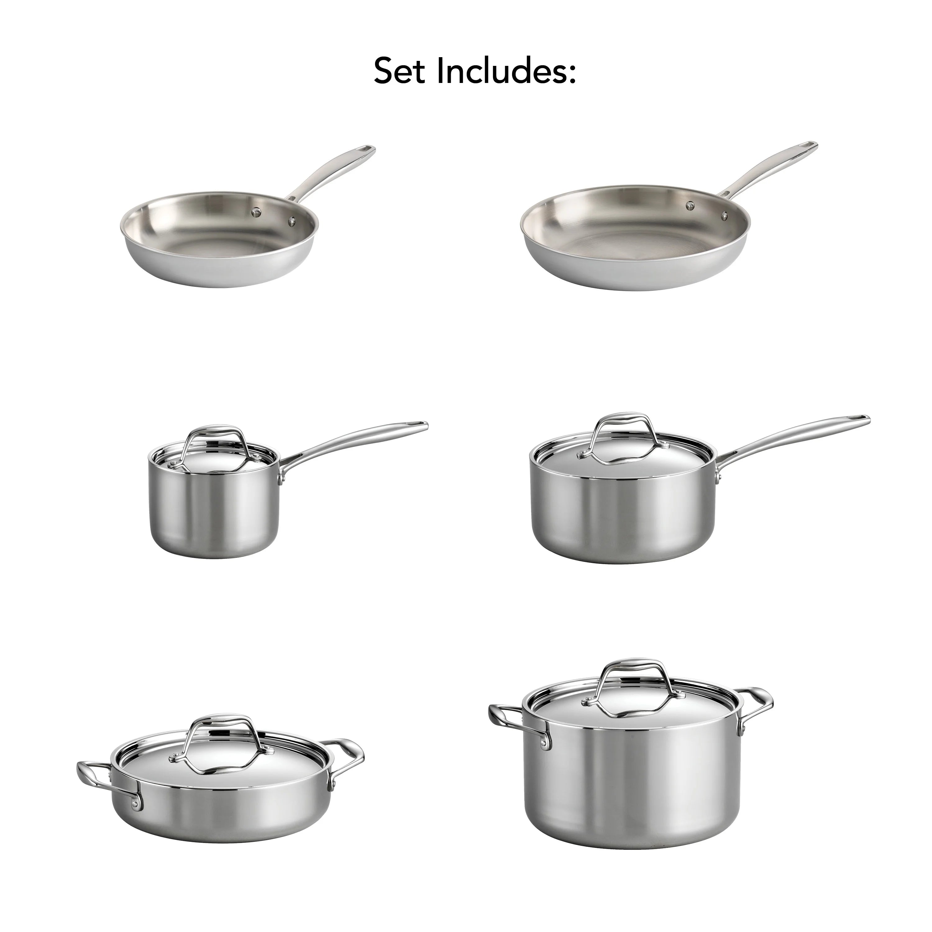 10 Pc Tri Ply Clad Stainless Steel Cookware Set C307019