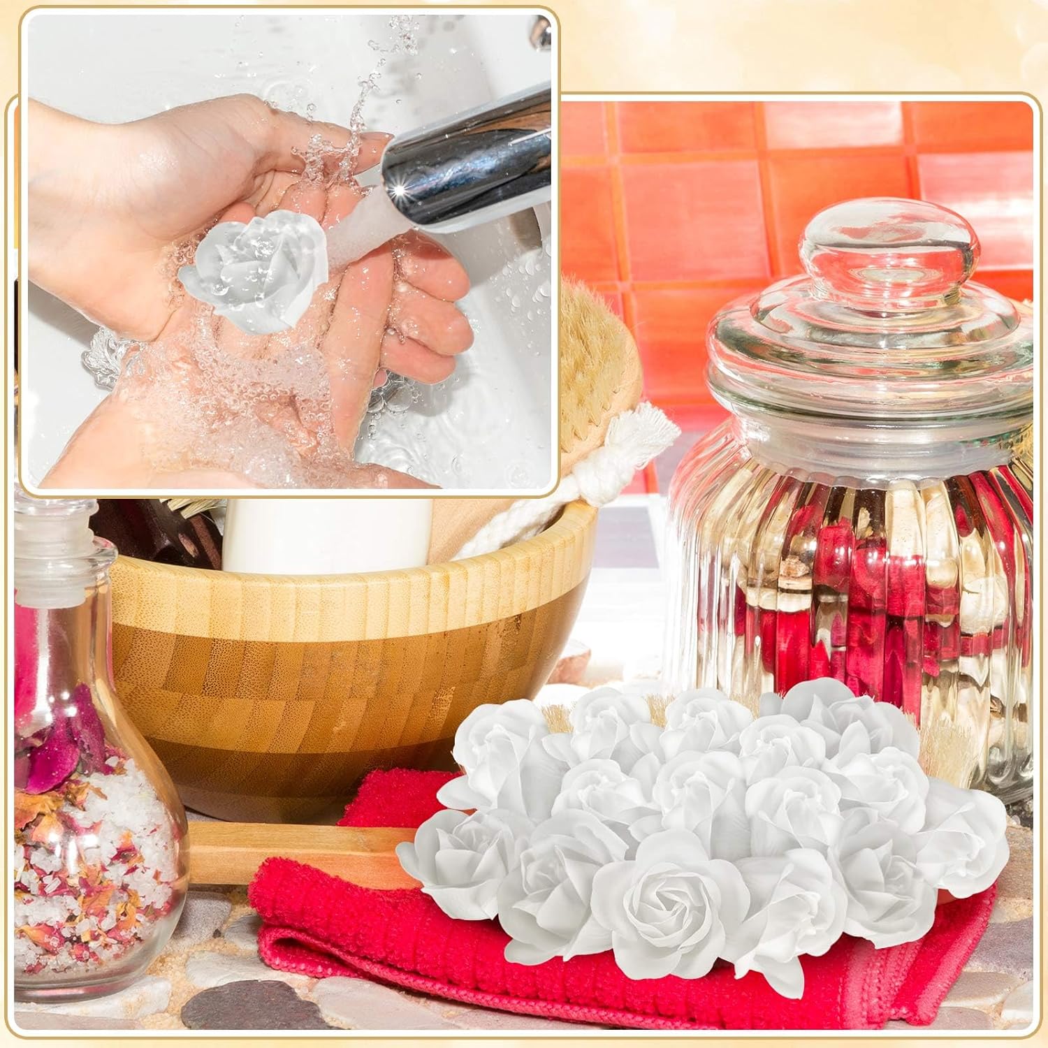 Rose Flower Soap Floral Scented Petal Bouquet Body Soap K9609