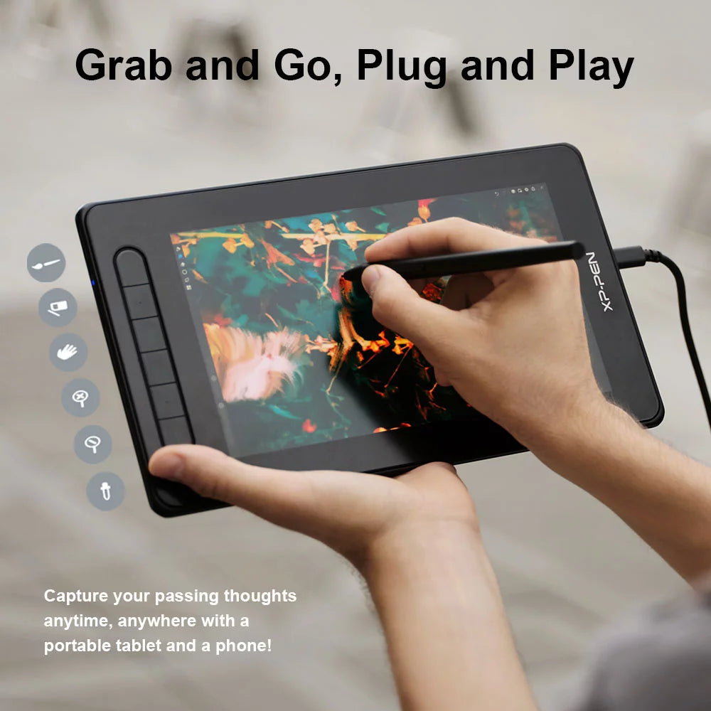 Graphics Tablet with Screen, 8192 Pressure Stylus for Digital Painting W7534