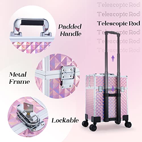 Professional Rolling Makeup Case with Compartments for Cosmetologists G289554