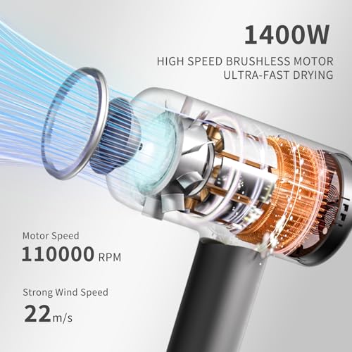Hair Dryer with Diffuser, High-Speed Brushless, Low Noise B837