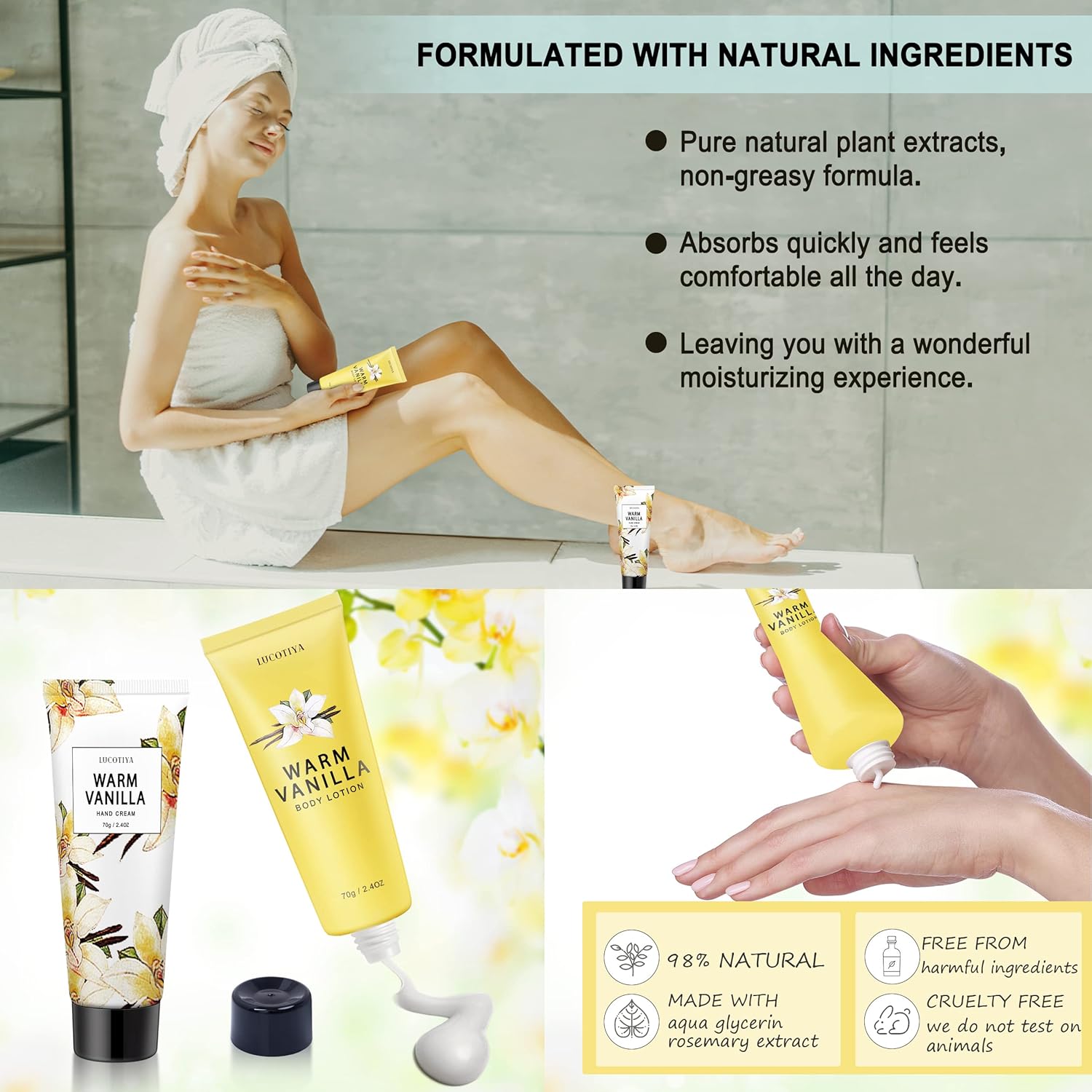 Relaxing Spa Gift Basket with Warm Vanilla Bath and Body Set A612864