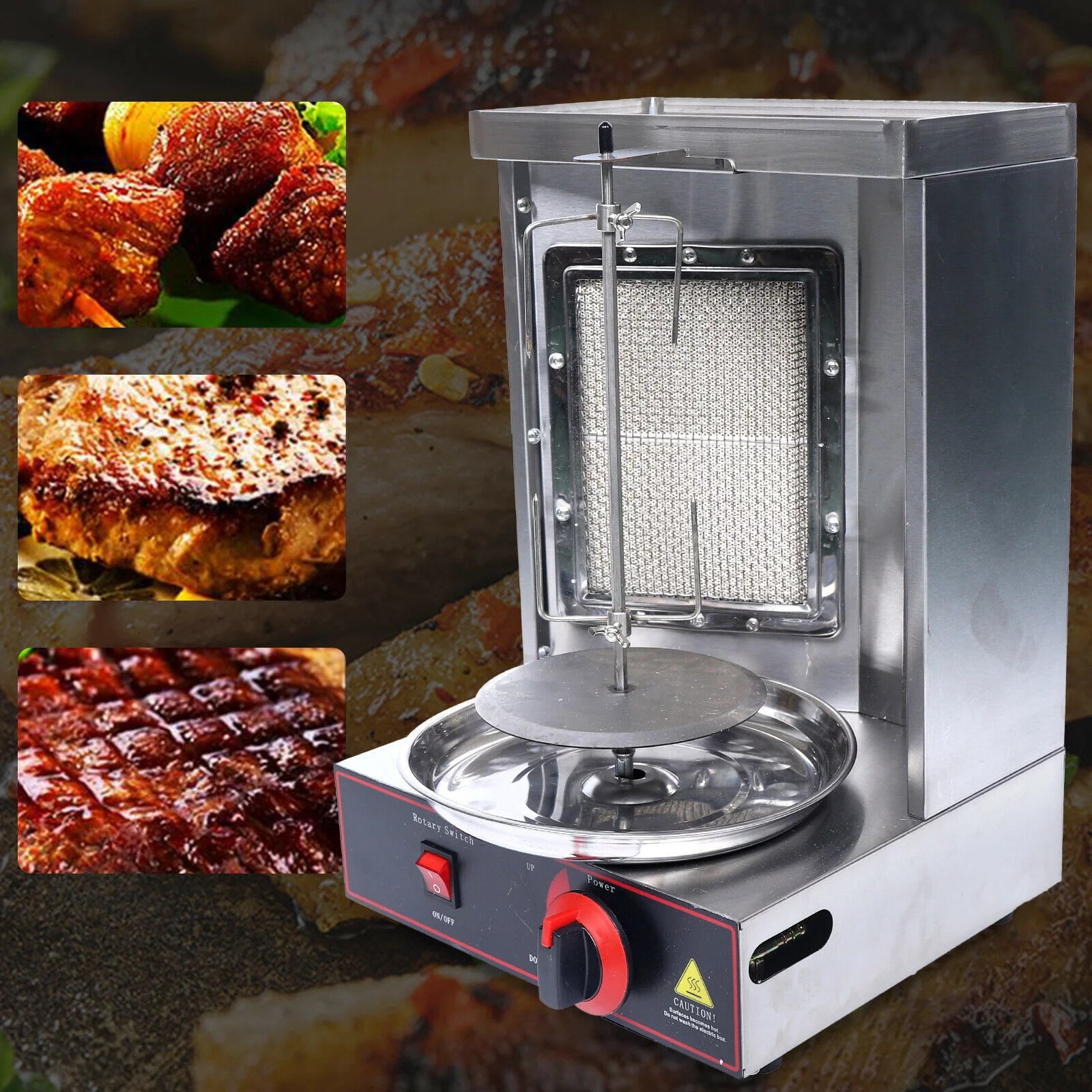 Vertical Gas Grill BBQ Rotisserie Smokeless Broiler W7687