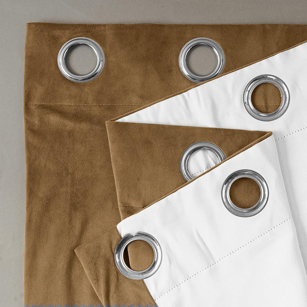 Grommet Blackout Velvet Curtains for Living Room, 50 x 96, Amber Gold U82961
