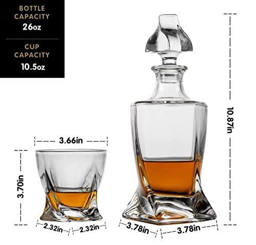 Whiskey Decanter Set with 4 Glasses in Gift Box D662