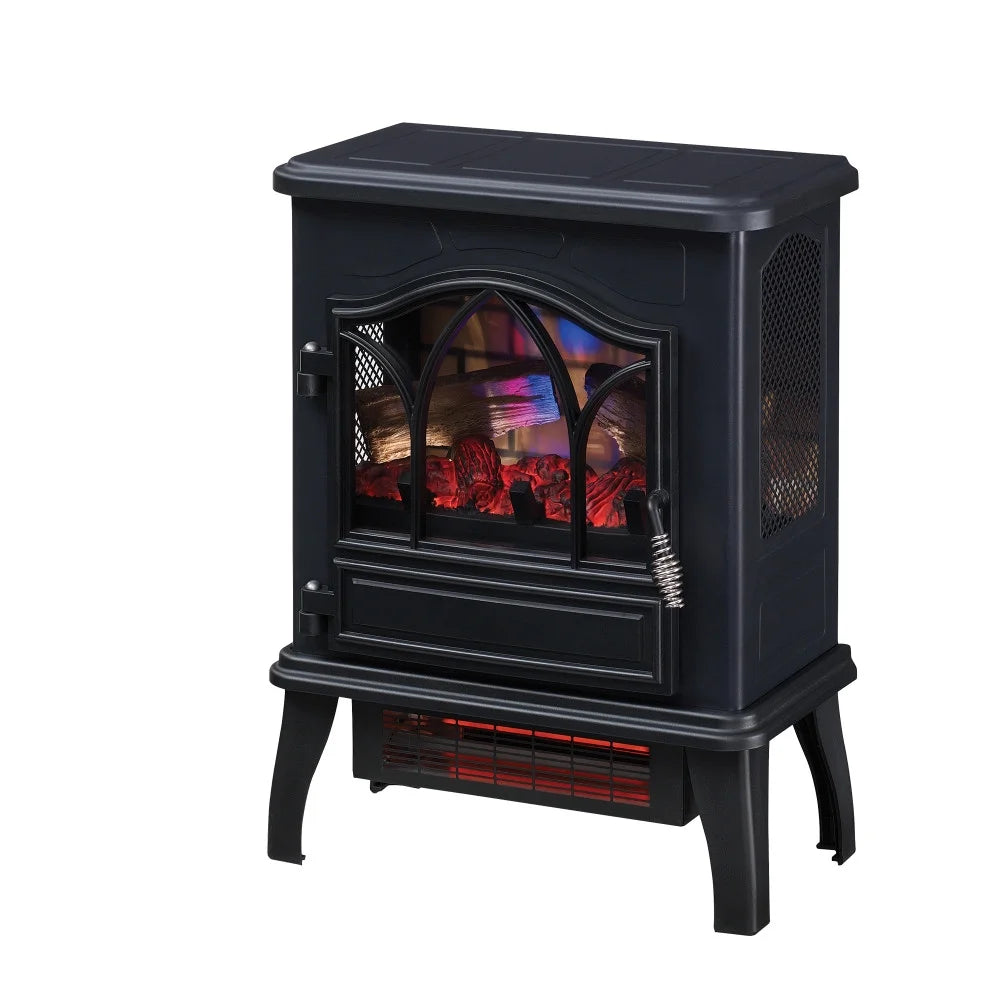 3D Infrared Electric Fireplace Stove Heater, Black W50236