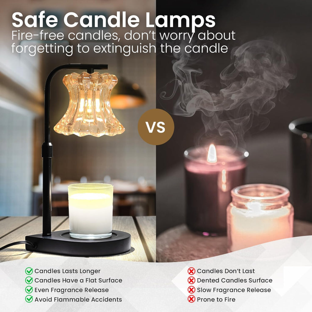 Candle Warmer Lamp with Dimmer and Timer, Adjustable Height, Black Y56739