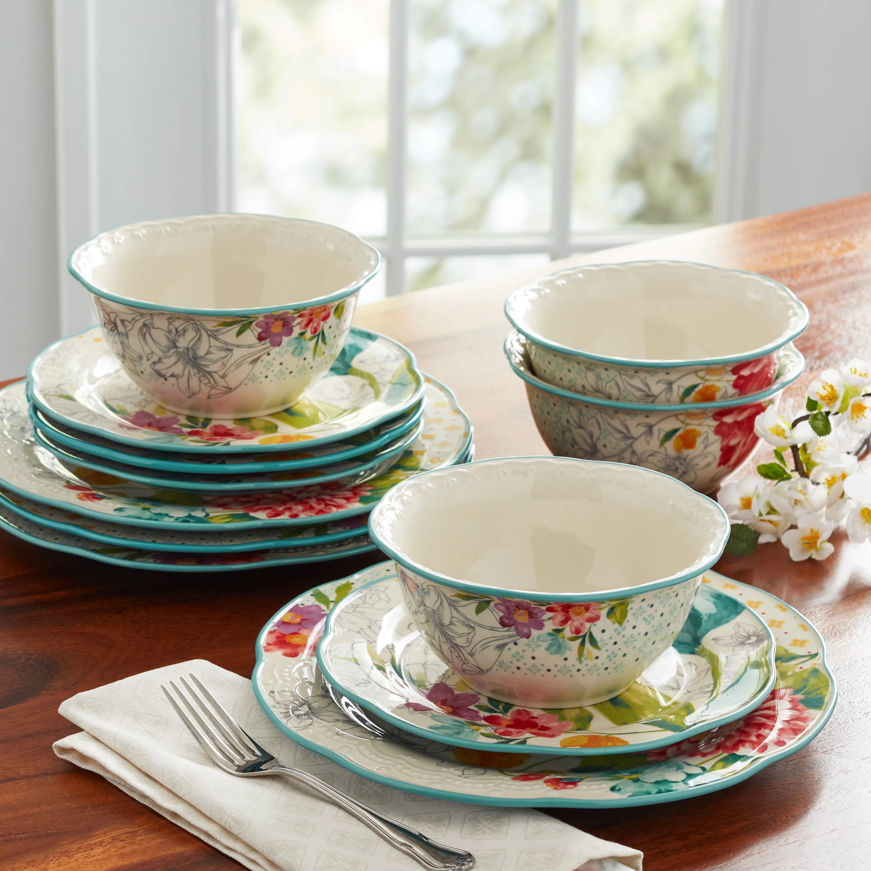 White Ceramic 12-Piece Dinnerware Set X59482