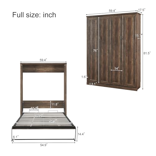 Queen Size Wall Bedframe Foldable into Cabinet, Space Saving, White H4991