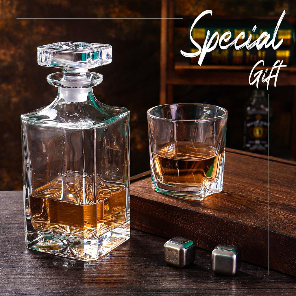 Glass Decanter with Airtight Geometric Stopper for Whiskey, Wine, Bourbon, Liquor E212419