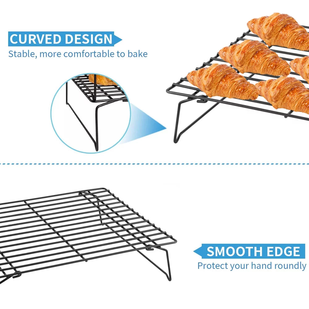 3-Tier Stackable Cooling Rack with Folding Legs, Stainless Steel, 15"x10" Z725693