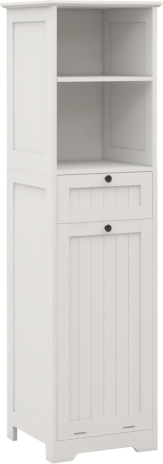 Laundry Sorter Cabinet with Tilt-Out Basket Drawer, White E15416