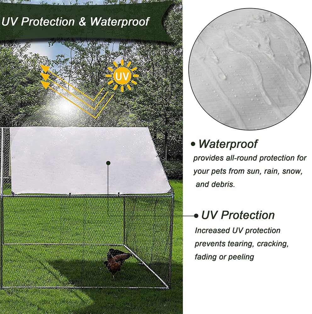 Large Metal Chicken Coop Walk-in Poultry Cage with Waterproof Cover N240127