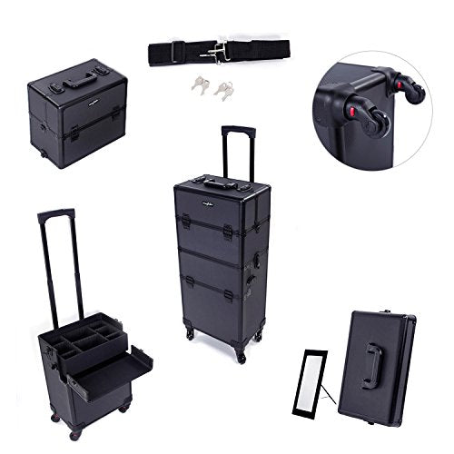 Rolling Makeup Train Case with Removable Wheels, Black N87298