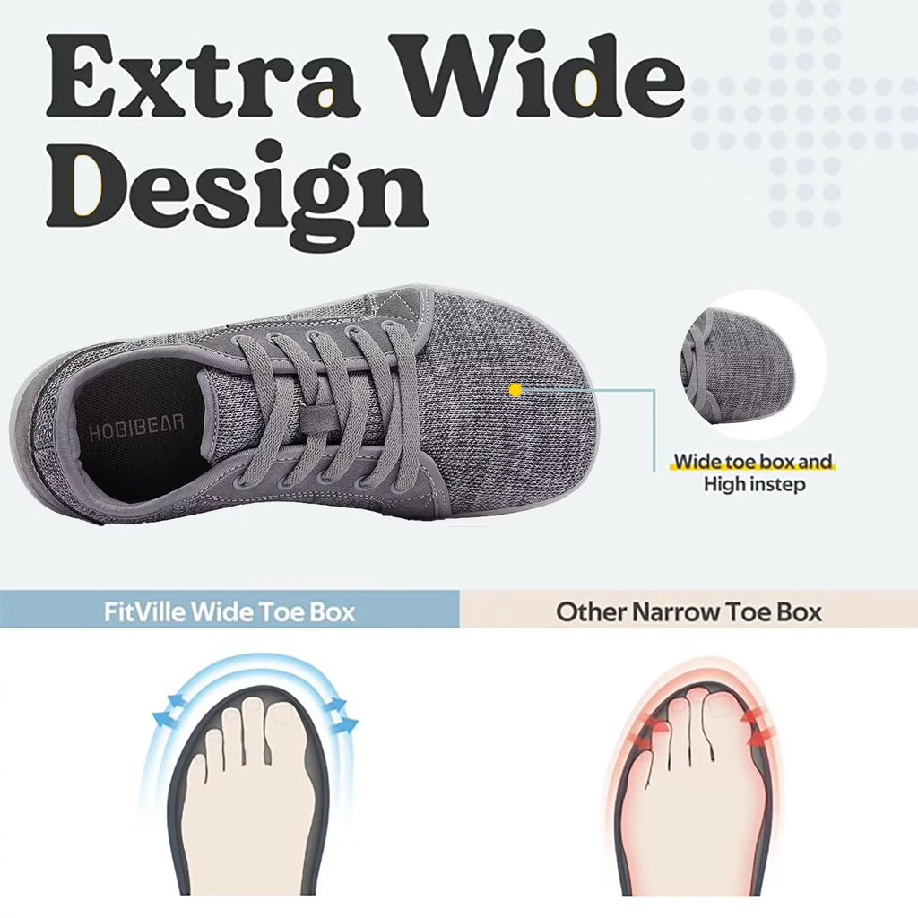 Men's Wide Toe Box Barefoot Shoes Casual Zero Drop Light Gray A67059