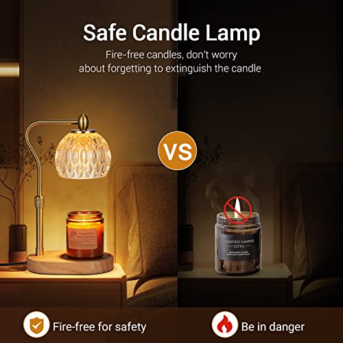 Candle Warmer Lamp with Timer and Dimmer, Height Adjustable, 2 Bulbs I55863