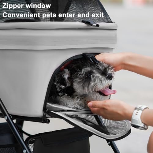 Pet Stroller for Small Dogs and Cats, Folding Travel Carrier with Cup Holder I8085