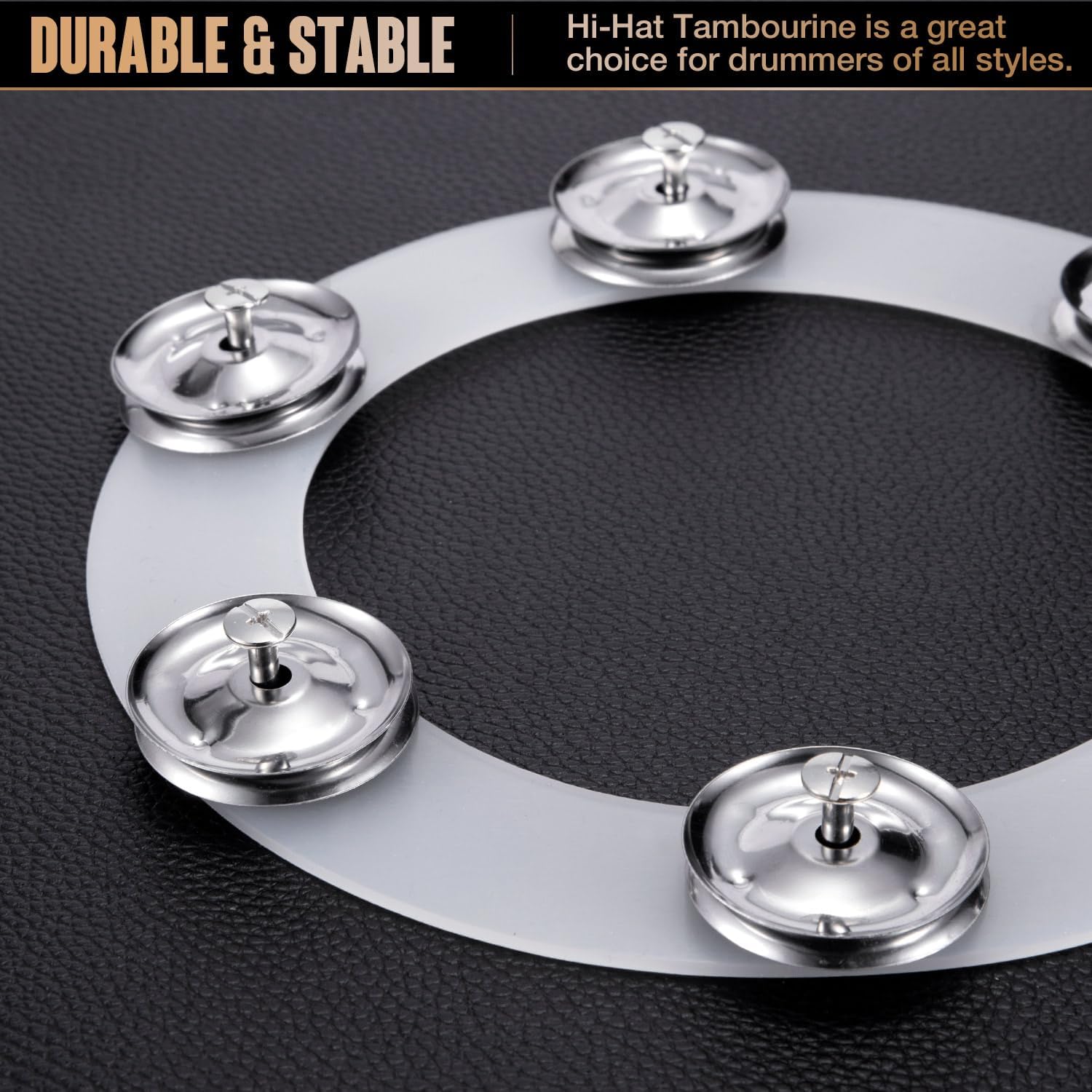 Silicone Hi-hat Tambourine with Stainless Steel Jingles A7822
