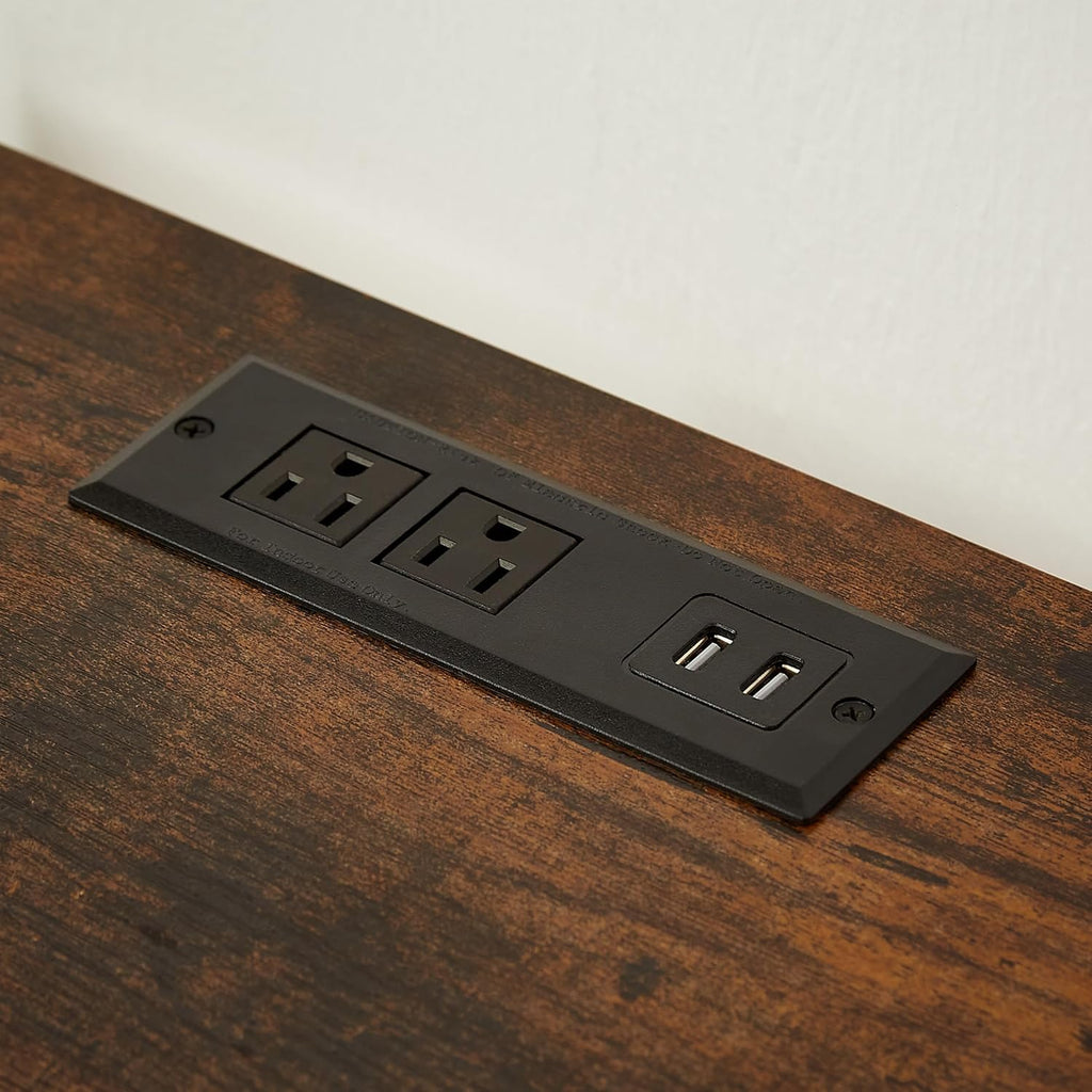 End Table with Charging Station, USB Port and 2 Drawers U233