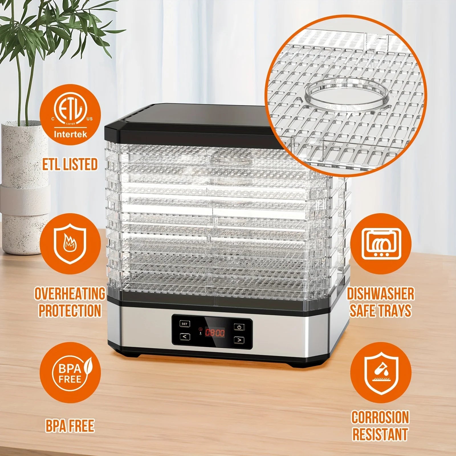 Food Dehydrator Digital Stainless Steel 400W I646535